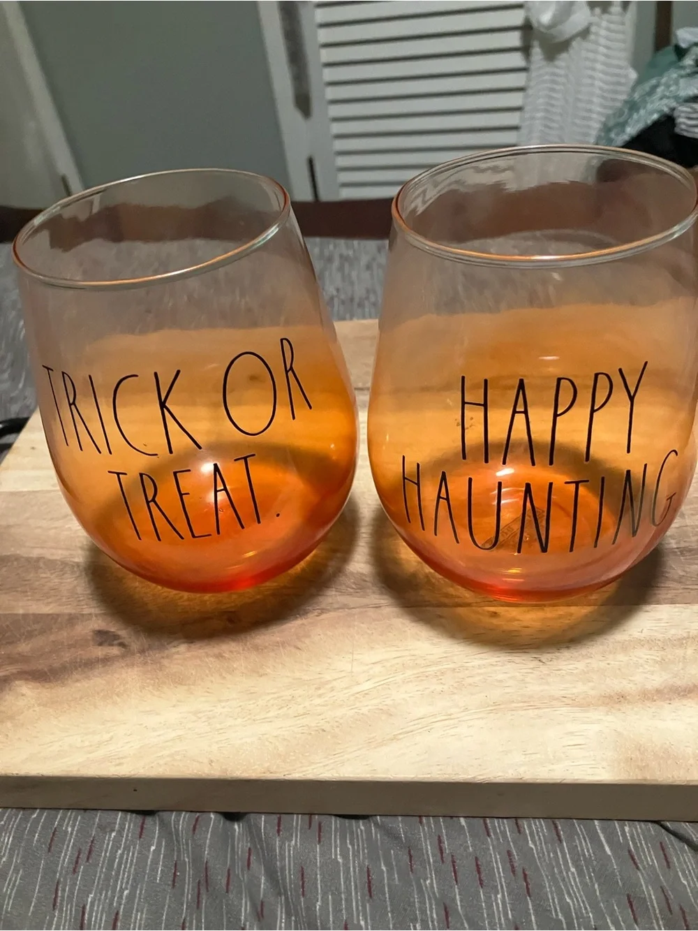 Rae Dunn Set of 2 Halloween-Themed Wine Glasses